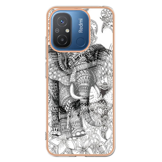 For Xiaomi Redmi 12C / 11A 4G Electroplating Marble Dual-side IMD Phone Case(Totem Elephant) by buy2fix