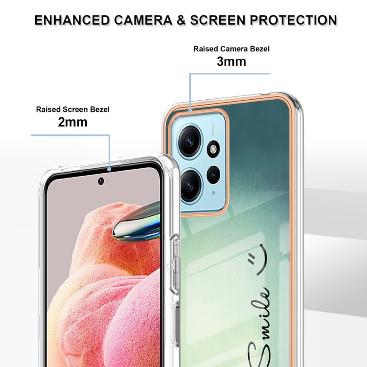 For Xiaomi Redmi Note 12 4G Electroplating Marble Dual-side IMD Phone Case(Smile) by buy2fix