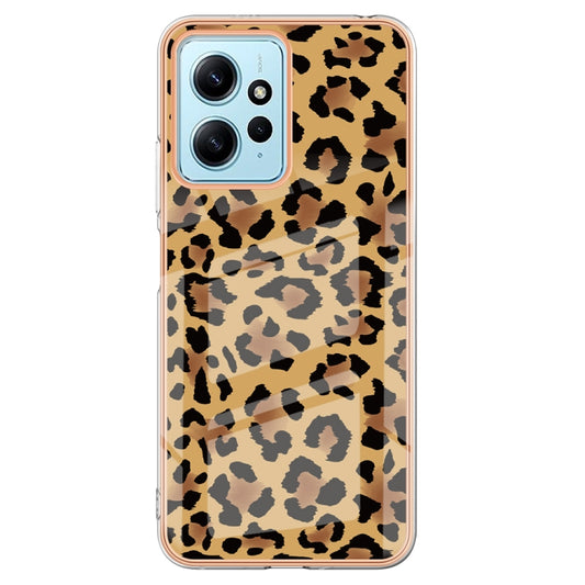 For Xiaomi Redmi Note 12 4G Electroplating Marble Dual-side IMD Phone Case(Leopard Print) by buy2fix