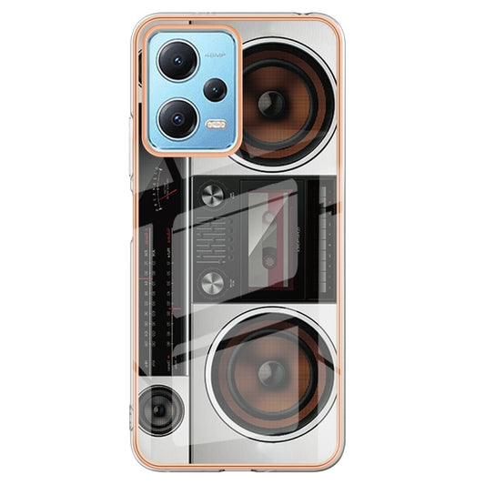 For Xiaomi Redmi Note 12 5G Global Electroplating Marble Dual-side IMD Phone Case(Retro Radio) by buy2fix