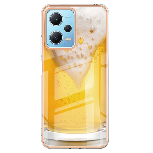 For Xiaomi Redmi Note 12 5G Global Electroplating Marble Dual-side IMD Phone Case(Draft Beer) by buy2fix