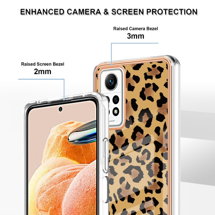 For Xiaomi Redmi Note 12 Pro 4G Global Electroplating Marble Dual-side IMD Phone Case(Leopard Print) by buy2fix