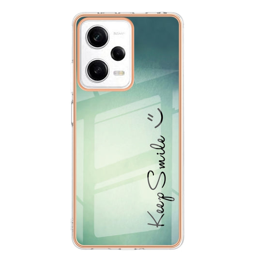 For Xiaomi Redmi Note 12 Pro 5G Global Electroplating Marble Dual-side IMD Phone Case(Smile) by buy2fix