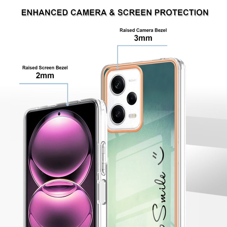 For Xiaomi Redmi Note 12 Pro 5G Global Electroplating Marble Dual-side IMD Phone Case(Smile) by buy2fix