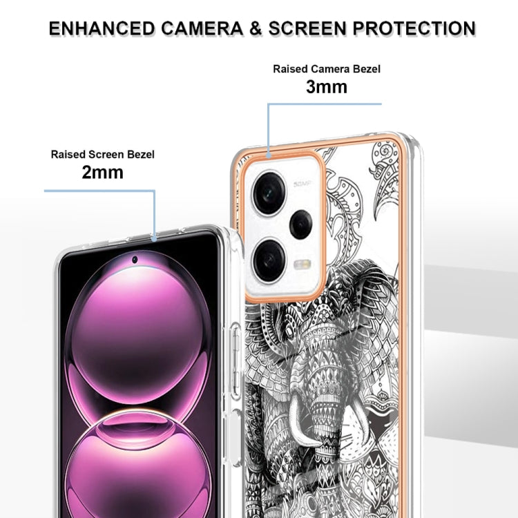 For Xiaomi Redmi Note 12 Pro 5G Global Electroplating Marble Dual-side IMD Phone Case(Totem Elephant) by buy2fix
