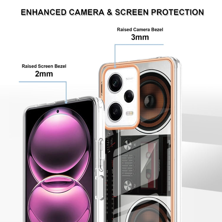 For Xiaomi Redmi Note 12 Pro 5G Global Electroplating Marble Dual-side IMD Phone Case(Retro Radio) by buy2fix