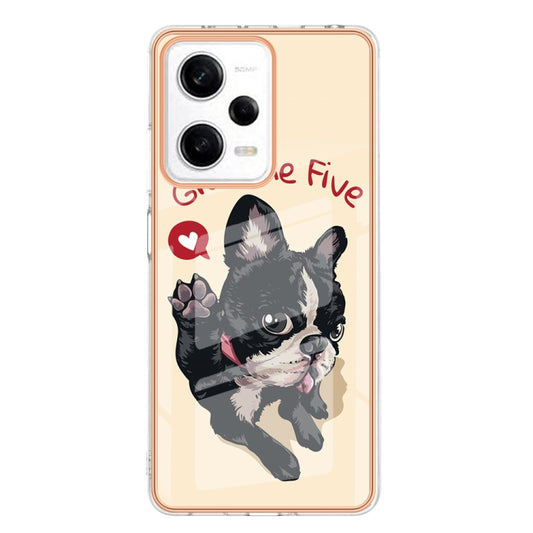 For Xiaomi Redmi Note 12 Pro 5G Global Electroplating Marble Dual-side IMD Phone Case(Lucky Dog) by buy2fix