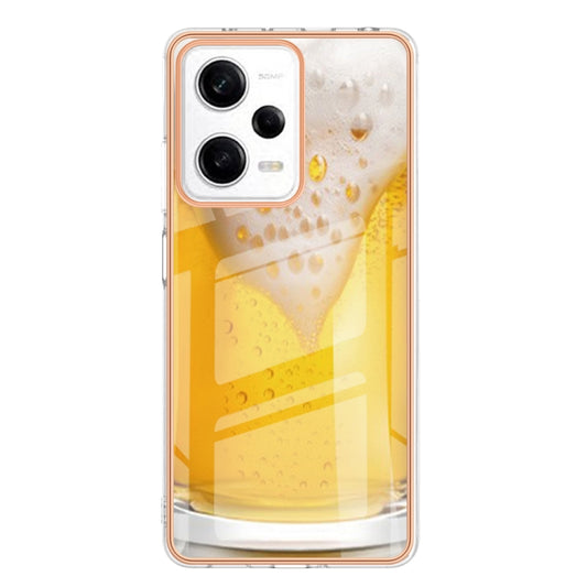 For Xiaomi Redmi Note 12 Pro 5G Global Electroplating Marble Dual-side IMD Phone Case(Draft Beer) by buy2fix