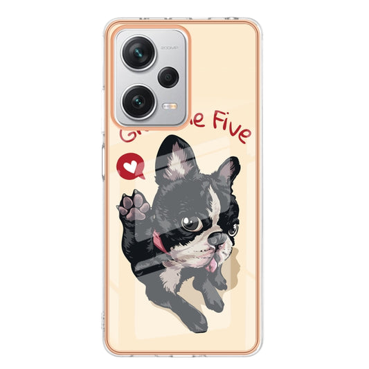 For Xiaomi Redmi Note 12 Pro+ Global Electroplating Marble Dual-side IMD Phone Case(Lucky Dog) by buy2fix