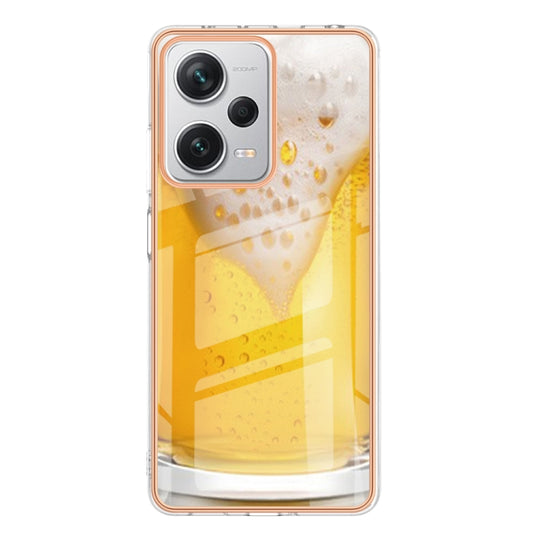 For Xiaomi Redmi Note 12 Pro+ Global Electroplating Marble Dual-side IMD Phone Case(Draft Beer) by buy2fix