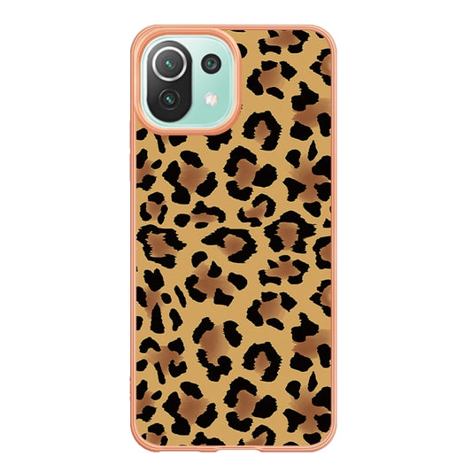 For Xiaomi 11 Lite Electroplating Marble Dual-side IMD Phone Case(Leopard Print) by buy2fix