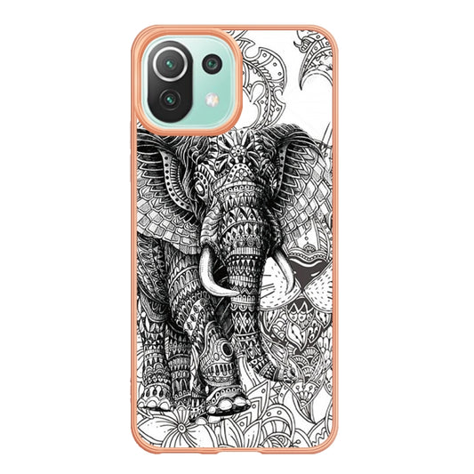 For Xiaomi 11 Lite Electroplating Marble Dual-side IMD Phone Case(Totem Elephant) by buy2fix