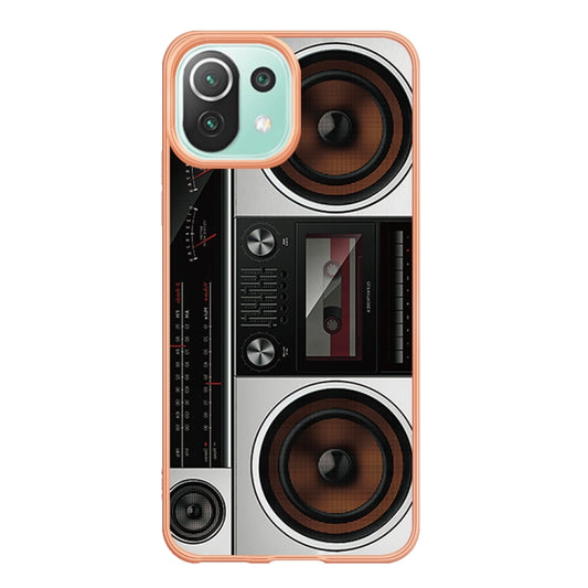 For Xiaomi 11 Lite Electroplating Marble Dual-side IMD Phone Case(Retro Radio) by buy2fix