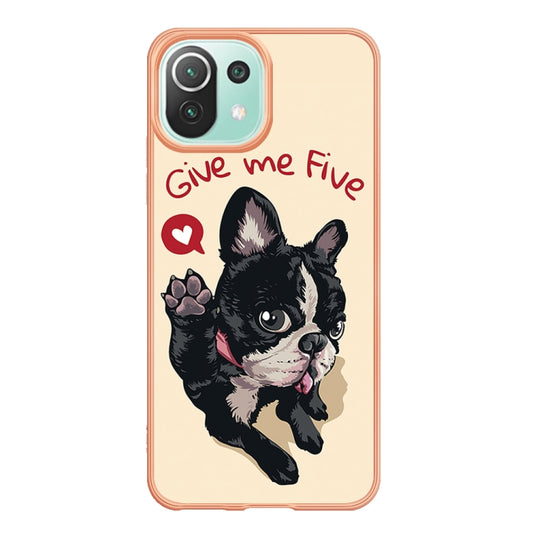 For Xiaomi 11 Lite Electroplating Marble Dual-side IMD Phone Case(Lucky Dog) by buy2fix