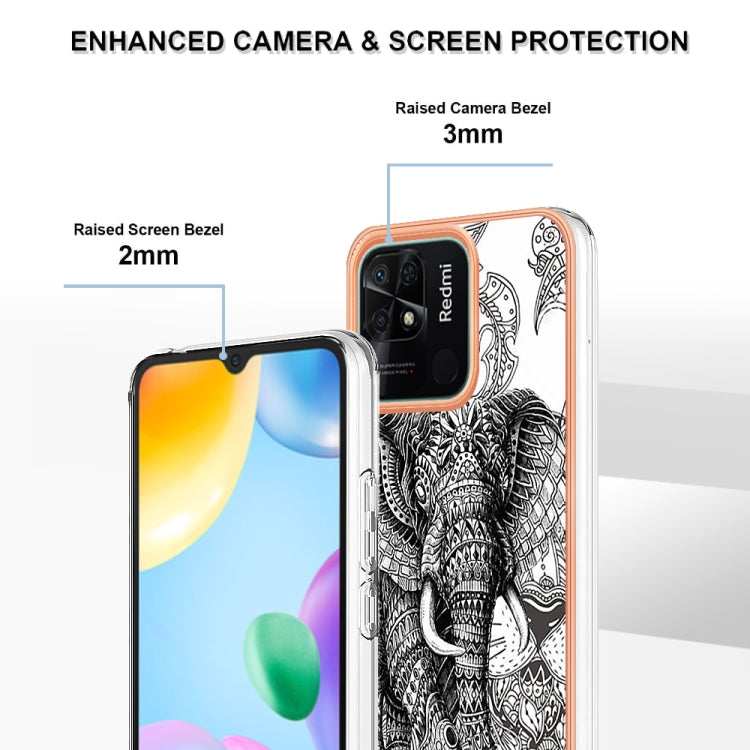 For Xiaomi Redmi 10C Electroplating Marble Dual-side IMD Phone Case(Totem Elephant) by buy2fix