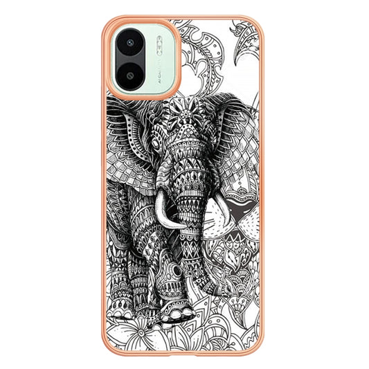 For Xiaomi Redmi A1 Electroplating Marble Dual-side IMD Phone Case(Totem Elephant) by buy2fix
