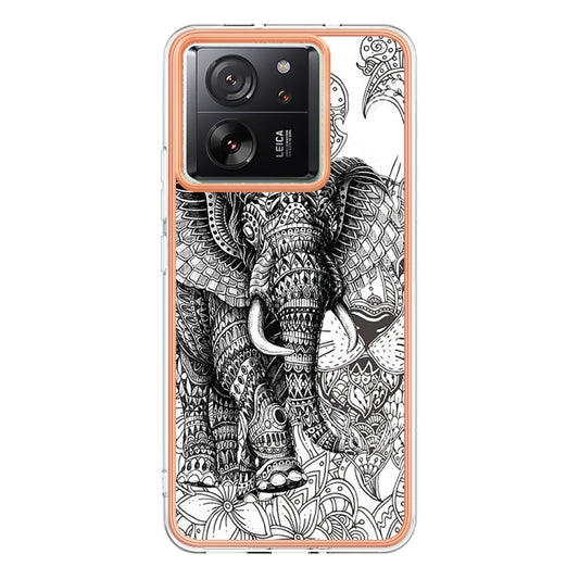 For Xiaomi 13T/13T Pro Electroplating Marble Dual-side IMD Phone Case(Totem Elephant) by buy2fix
