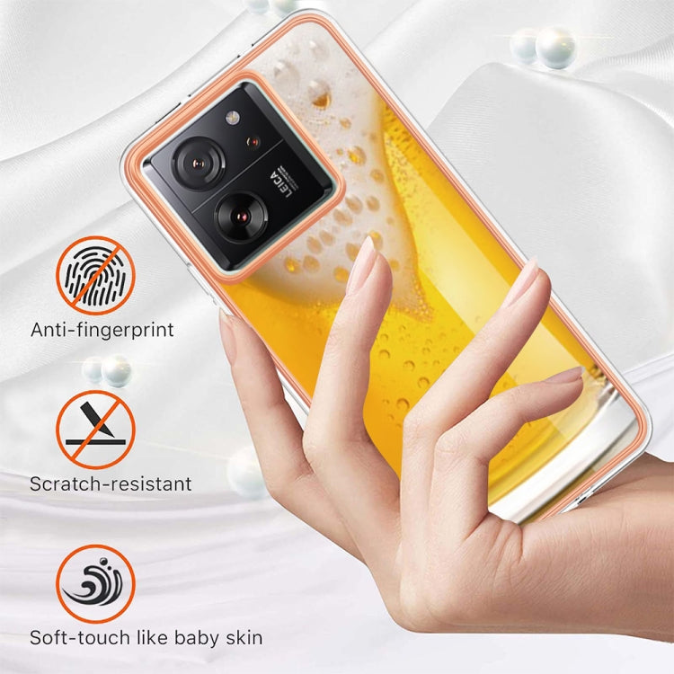 For Xiaomi 13T/13T Pro Electroplating Marble Dual-side IMD Phone Case(Draft Beer) by buy2fix