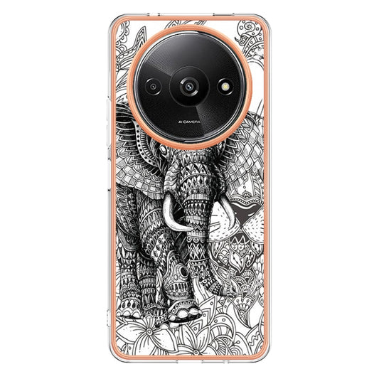 For Xiaomi Redmi A3 Electroplating Marble Dual-side IMD Phone Case(Totem Elephant) by buy2fix