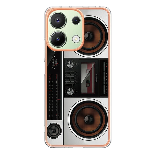 For Xiaomi Redmi Note 13 4G Global Electroplating Marble Dual-side IMD Phone Case(Retro Radio) by buy2fix