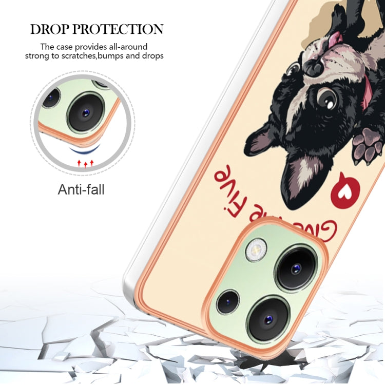 For Xiaomi Redmi Note 13 4G Global Electroplating Marble Dual-side IMD Phone Case(Lucky Dog) - Xiaomi Cases by buy2fix | Online Shopping UK | buy2fix