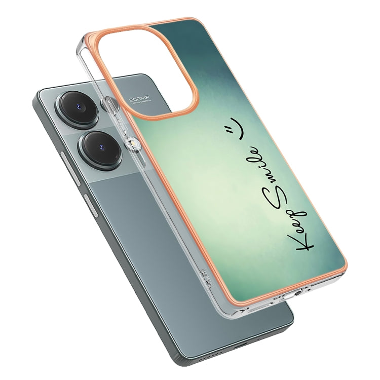 For Xiaomi Redmi Note 13 Pro 4G/Poco M6 Pro 4G Electroplating Marble Dual-side IMD Phone Case(Smile) - Xiaomi Cases by buy2fix | Online Shopping UK | buy2fix