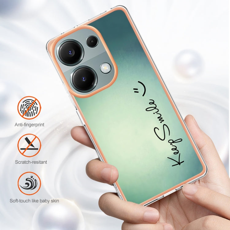 For Xiaomi Redmi Note 13 Pro 4G/Poco M6 Pro 4G Electroplating Marble Dual-side IMD Phone Case(Smile) - Xiaomi Cases by buy2fix | Online Shopping UK | buy2fix