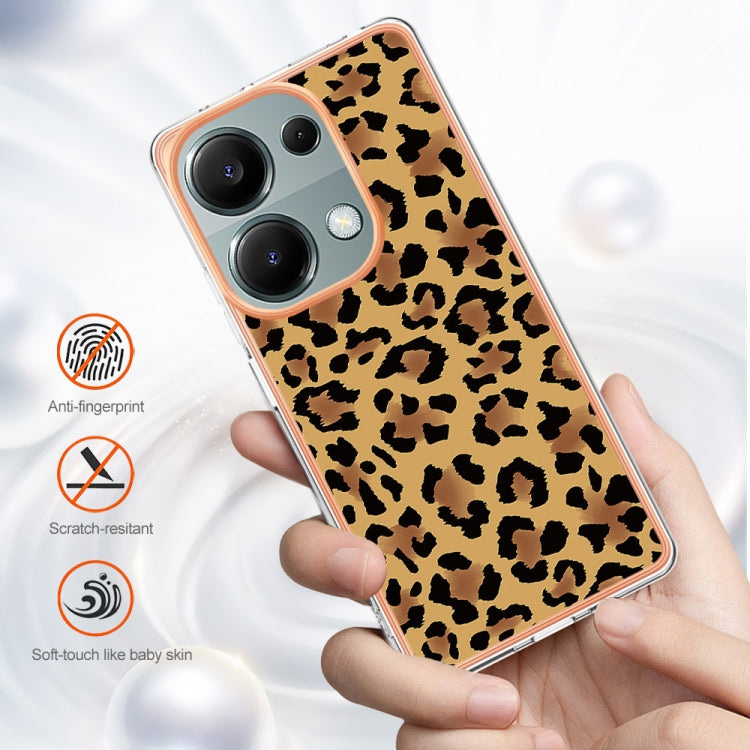 For Xiaomi Redmi Note 13 Pro 4G/Poco M6 Pro 4G Electroplating Marble Dual-side IMD Phone Case(Leopard Print) by buy2fix