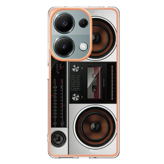 For Xiaomi Redmi Note 13 Pro 4G/Poco M6 Pro 4G Electroplating Marble Dual-side IMD Phone Case(Retro Radio) by buy2fix