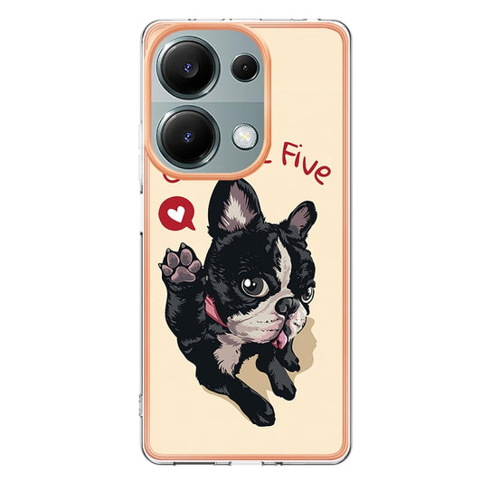 For Xiaomi Redmi Note 13 Pro 4G/Poco M6 Pro 4G Electroplating Marble Dual-side IMD Phone Case(Lucky Dog) by buy2fix