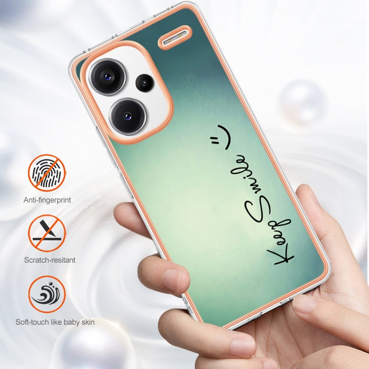 For Xiaomi Redmi Note 13 Pro+ 5G Electroplating Marble Dual-side IMD Phone Case(Smile) by buy2fix