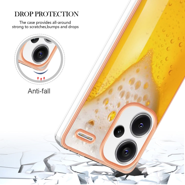 For Xiaomi Redmi Note 13 Pro+ 5G Electroplating Marble Dual-side IMD Phone Case(Draft Beer) - Xiaomi Cases by buy2fix | Online Shopping UK | buy2fix