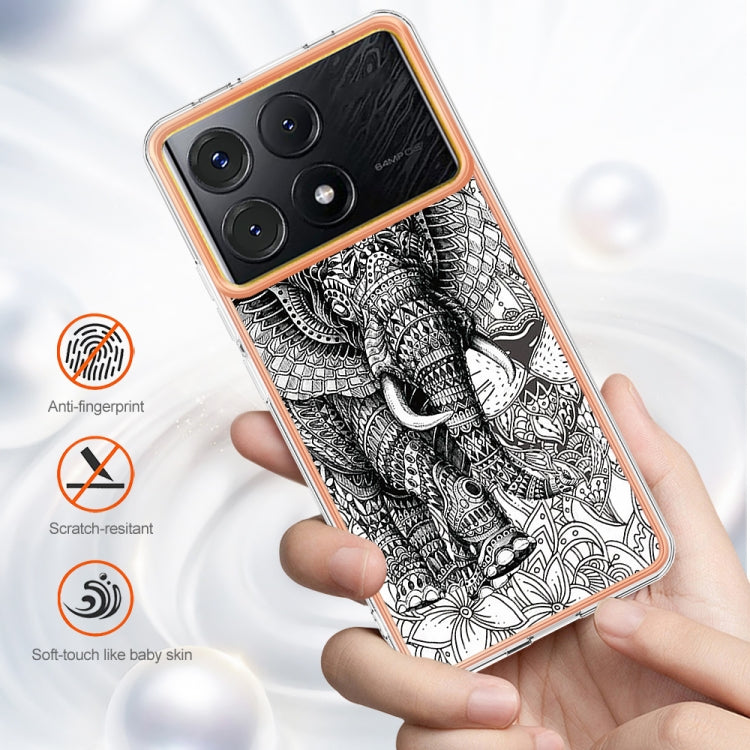 For Xiaomi Poco X6 Pro / Redmi K70E Electroplating Marble Dual-side IMD Phone Case(Totem Elephant) - Xiaomi Cases by buy2fix | Online Shopping UK | buy2fix