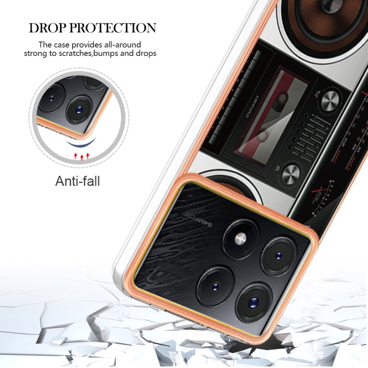 For Xiaomi Poco X6 Pro / Redmi K70E Electroplating Marble Dual-side IMD Phone Case(Retro Radio) - Xiaomi Cases by buy2fix | Online Shopping UK | buy2fix