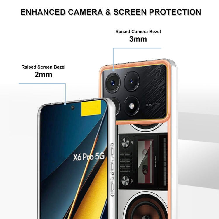 For Xiaomi Poco X6 Pro / Redmi K70E Electroplating Marble Dual-side IMD Phone Case(Retro Radio) - Xiaomi Cases by buy2fix | Online Shopping UK | buy2fix