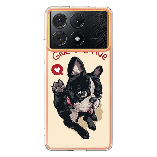 For Xiaomi Poco X6 Pro / Redmi K70E Electroplating Marble Dual-side IMD Phone Case(Lucky Dog) by buy2fix