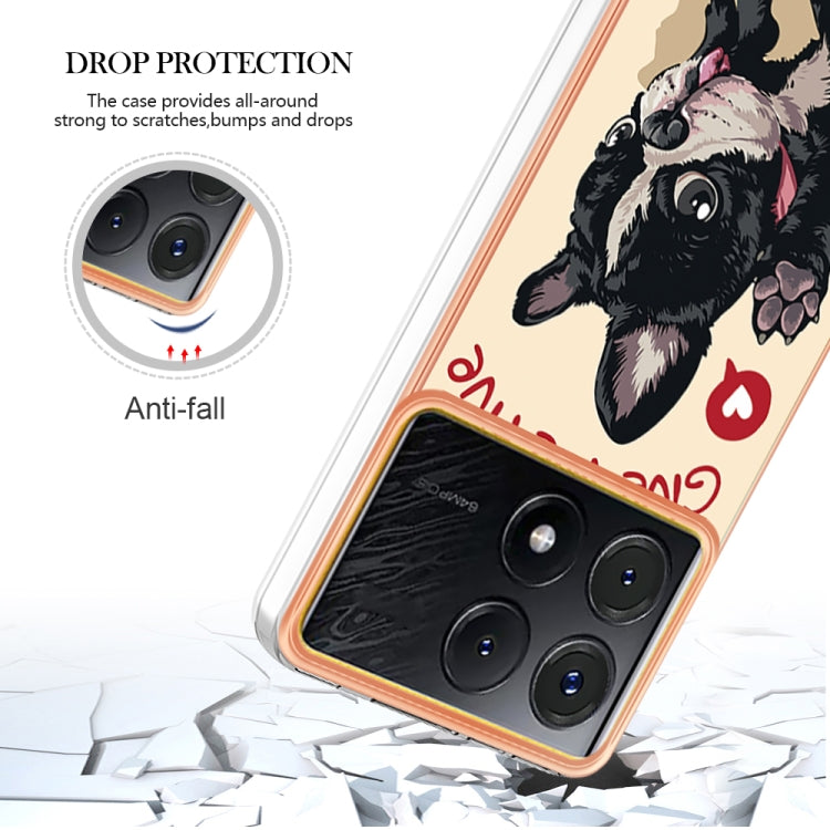 For Xiaomi Poco X6 Pro / Redmi K70E Electroplating Marble Dual-side IMD Phone Case(Lucky Dog) - Xiaomi Cases by buy2fix | Online Shopping UK | buy2fix