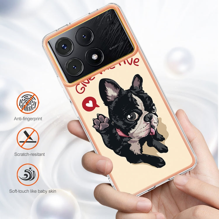 For Xiaomi Poco X6 Pro / Redmi K70E Electroplating Marble Dual-side IMD Phone Case(Lucky Dog) - Xiaomi Cases by buy2fix | Online Shopping UK | buy2fix