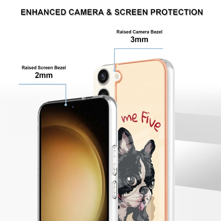 For Samsung Galaxy S23+ 5G Electroplating Marble Dual-side IMD Phone Case(Lucky Dog) by buy2fix