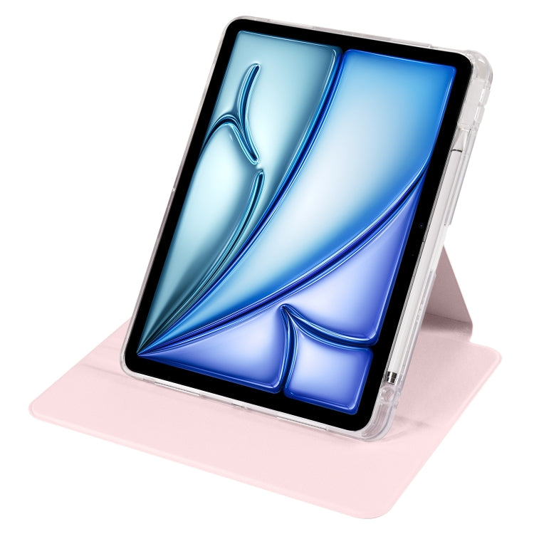 For iPad Air 11 2025 / 2024 Clear Acrylic 360 Rotation Detachable Leather Tablet Case(Pink) - iPad Air 11 2025 / 2024 Cases by buy2fix | Online Shopping UK | buy2fix