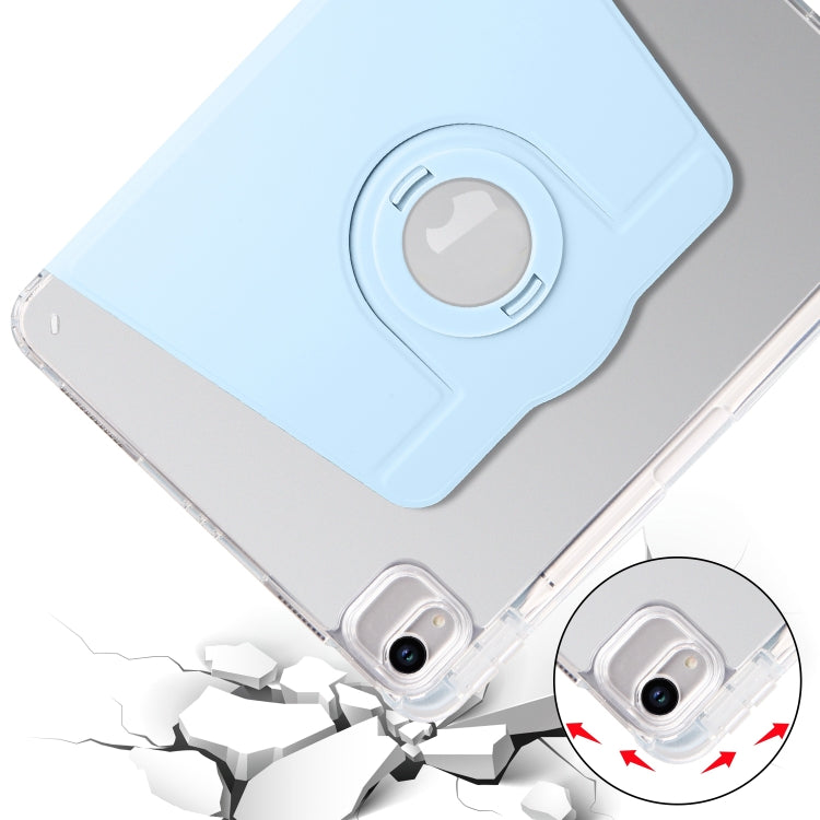 For iPad Air 13 2025 / 2024 Clear Acrylic 360 Rotation Detachable Leather Tablet Case(Ice Blue) by buy2fix
