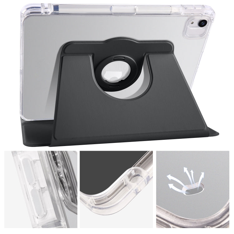 For iPad Air 13 2025 / 2024 Clear Acrylic 360 Rotation Detachable Leather Tablet Case(Black) - iPad Air 13 2025 / 2024 Cases by buy2fix | Online Shopping UK | buy2fix