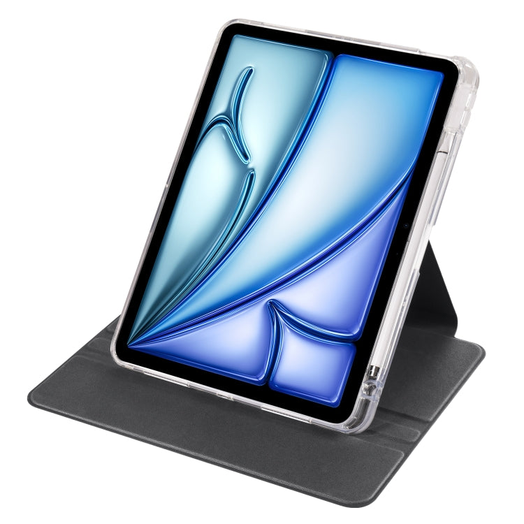 For iPad Air 13 2025 / 2024 Clear Acrylic 360 Rotation Detachable Leather Tablet Case(Black) - iPad Air 13 2025 / 2024 Cases by buy2fix | Online Shopping UK | buy2fix