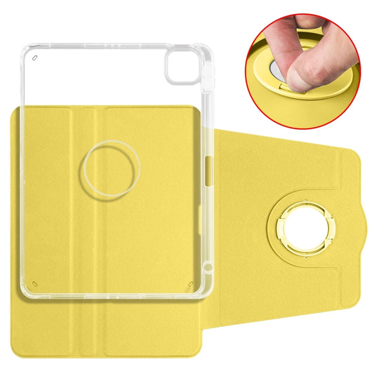 For iPad Air 13 2024 Clear Acrylic 360 Rotation Detachable Leather Tablet Case(Yellow) - iPad Air 13 2024 Cases by buy2fix | Online Shopping UK | buy2fix