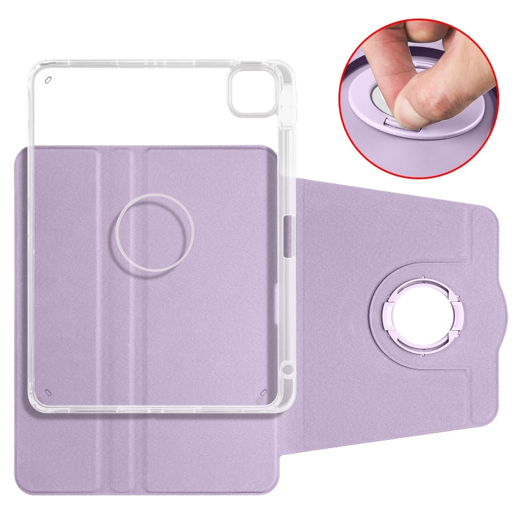 For iPad Air 13 2025 / 2024 Clear Acrylic 360 Rotation Detachable Leather Tablet Case(Light Purple) - iPad Air 13 2025 / 2024 Cases by buy2fix | Online Shopping UK | buy2fix