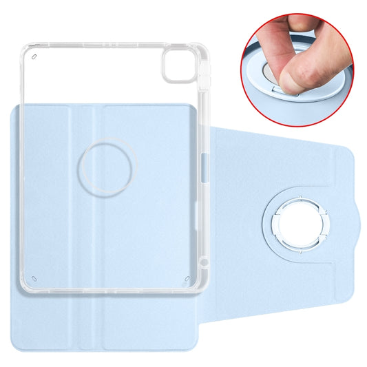 For iPad Pro 11 2025 / 2024 Clear Acrylic 360 Rotation Detachable Leather Tablet Case(Ice Blue) by buy2fix