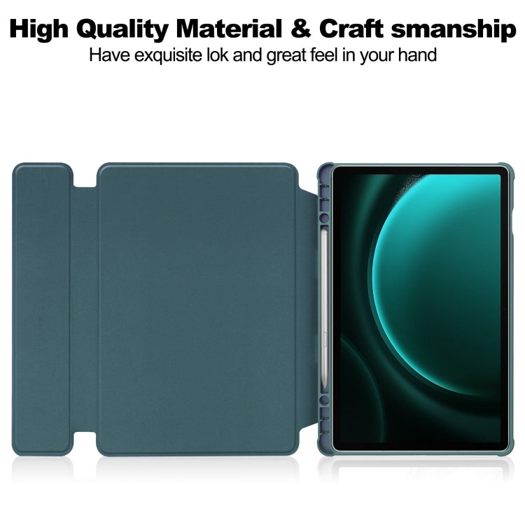 For Samsung Galaxy Tab S9 FE+ / S10+ 360 Rotation Transparent Smart Leather Case with Keyboard(Dark Green) - Galaxy Tab S9 FE+ by buy2fix | Online Shopping UK | buy2fix