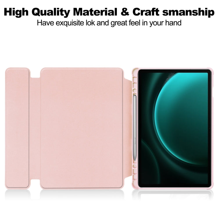 For Samsung Galaxy Tab S9 FE+ / S10+ 360 Rotation Transparent Smart Leather Case with Keyboard(Pink) - Galaxy Tab S9 FE+ by buy2fix | Online Shopping UK | buy2fix
