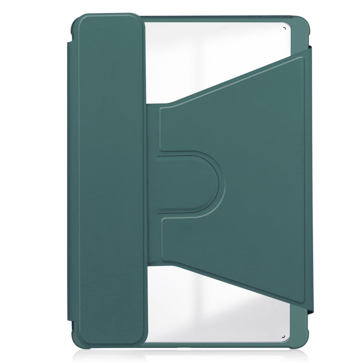 For Samsung Galaxy Tab S9 FE / S10 FE 360 Rotation Transparent Smart Leather Case with Keyboard(Dark Green) - Galaxy Tab S9 FE by buy2fix | Online Shopping UK | buy2fix