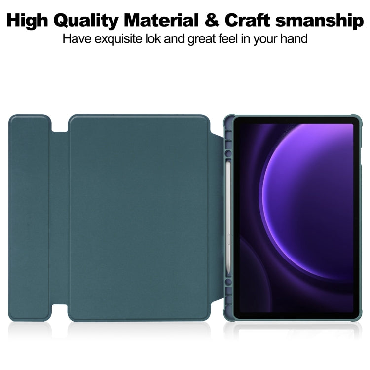 For Samsung Galaxy Tab S9 FE / S10 FE 360 Rotation Transparent Smart Leather Case with Keyboard(Dark Green) - Galaxy Tab S9 FE by buy2fix | Online Shopping UK | buy2fix